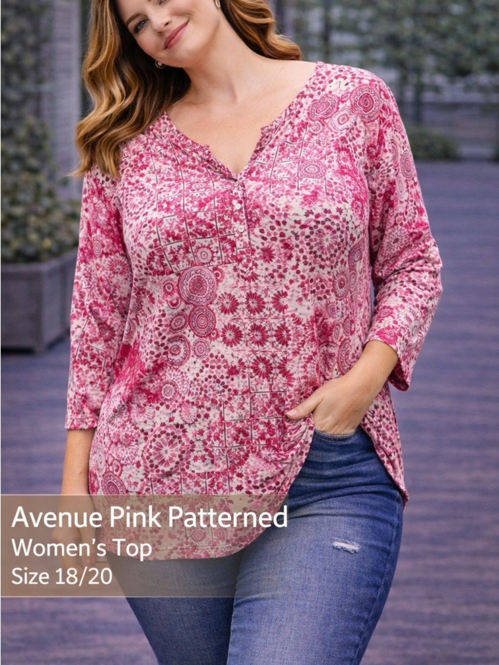 Avenue Pink Patterned Women's Top size 18/20